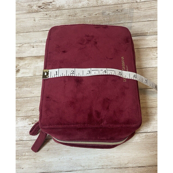 Dolce Gabbana Bag Cosmetic Makeup Velour Pink Zippered Gold Tone Hardware - Picture 5 of 11